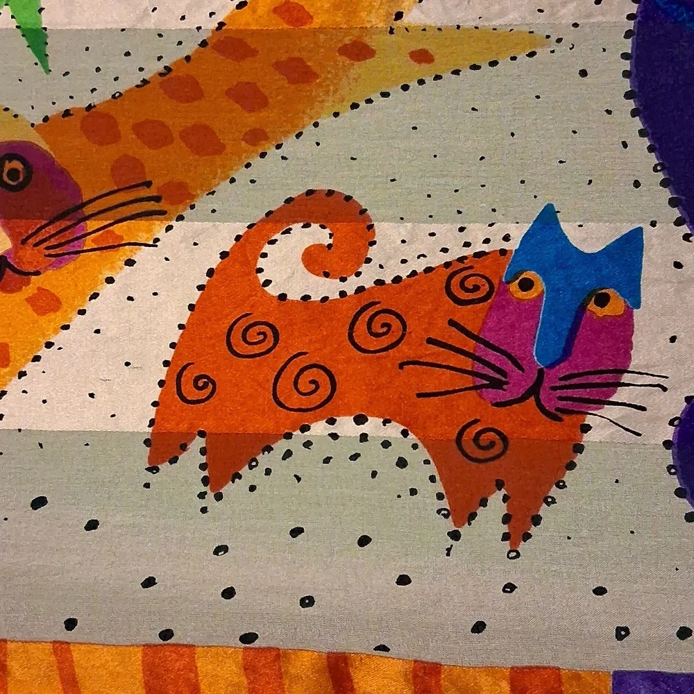Laurel Burch Colorful Cat-Themed Scarf